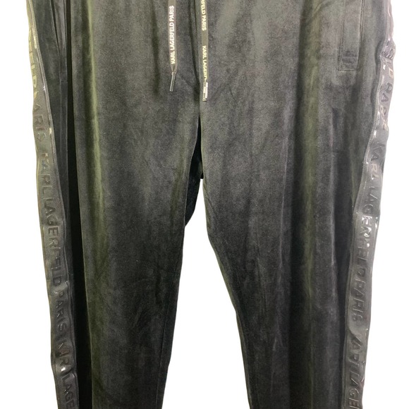 KARL LAGERFELD Black Velour Side Logo Jogger‎ Track Pants - NWT - Picture 6 of 16